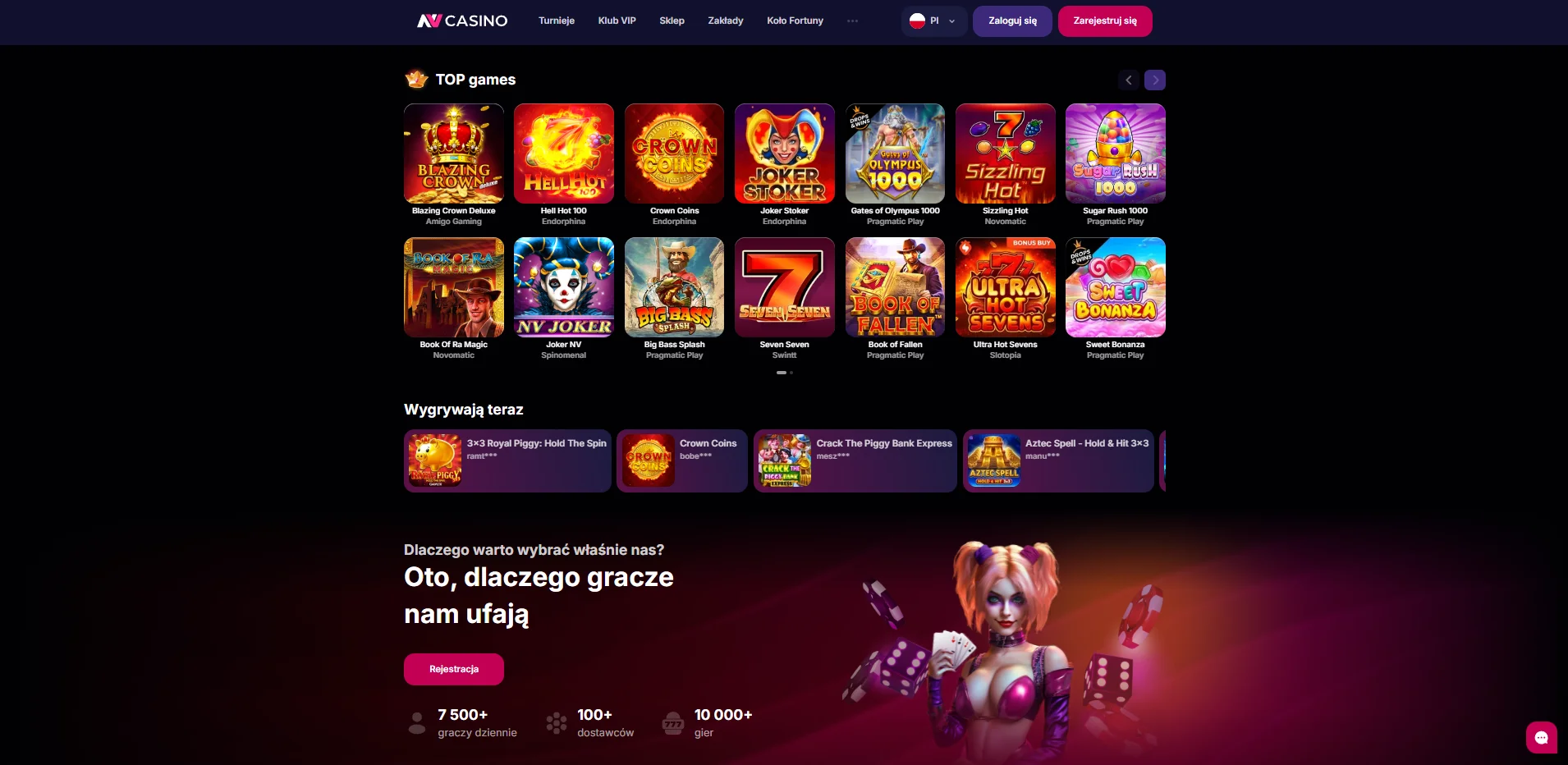Oferta gier w Boomerang Bet Casino