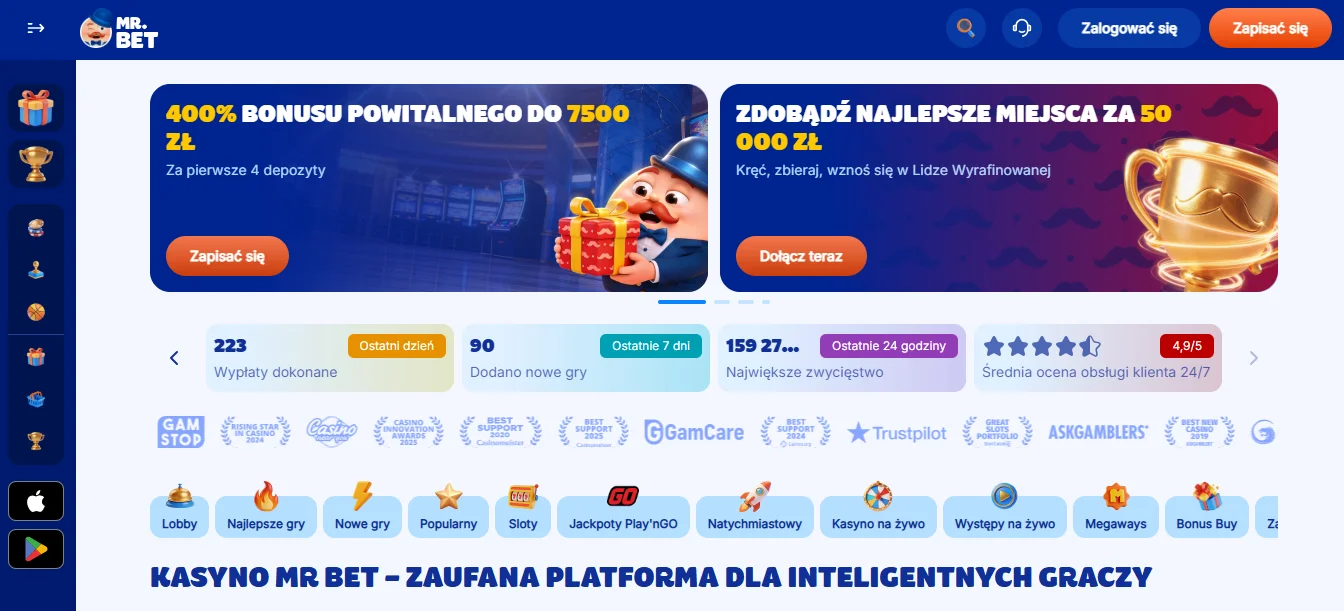 Metody płatności i szybkość wypłat w Mr Bet Casino z BLIK Metody płatności i szybkość wypłat w Mr Bet Casino